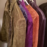 Lot of Ladies Jackets, Colored Suede, Leather, etc