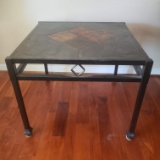 Slate Top Wrought Iron Side Table