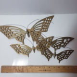 Vintage Brass Butterfly Wall Hangers Set of 4