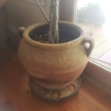 Large Terra Cotta Planter on Rolling Stand