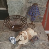 Lot of Décor items, Dog Statue, Wire Items