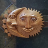 Wood Carved Sun Moon