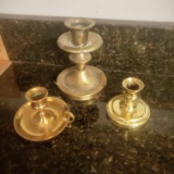 Set of 3 Brass Candle Holders