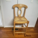 Wood Thatched Seat Bar Stool