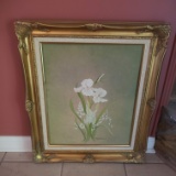 1987 Iris Floral Original Painting Signed 