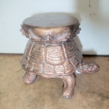Ceramic Gold Turtle Plant Stand End Table