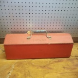 Vintage Red Metal Duplex Tool Box