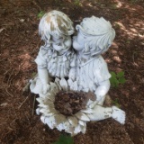 Girl Boy Composite Yard Statue Bird Bath