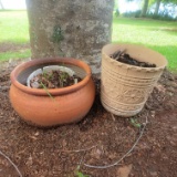 Set of 2 Plastic and Terra Cotta Planter Pots