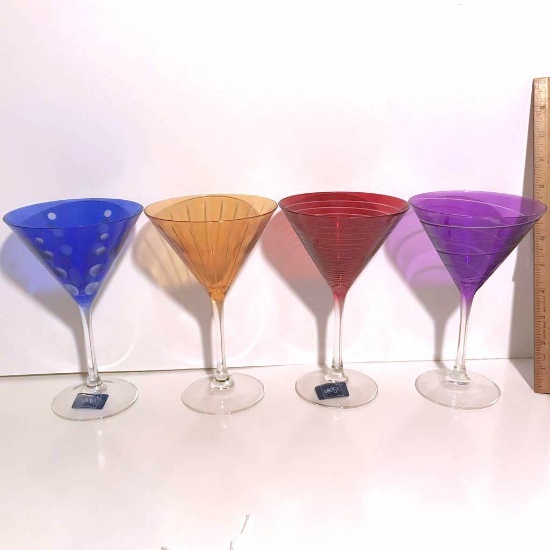 Set of 4 Colorful Martini Glasses by Mikasa