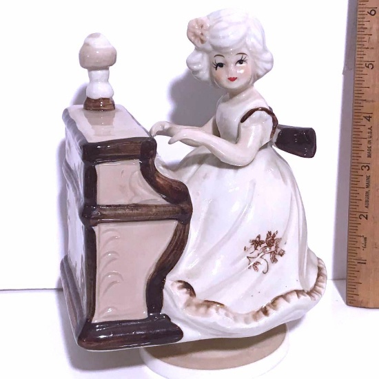 Porcelain Victorian Lady Playing Piano - Plays “London Bridges”
