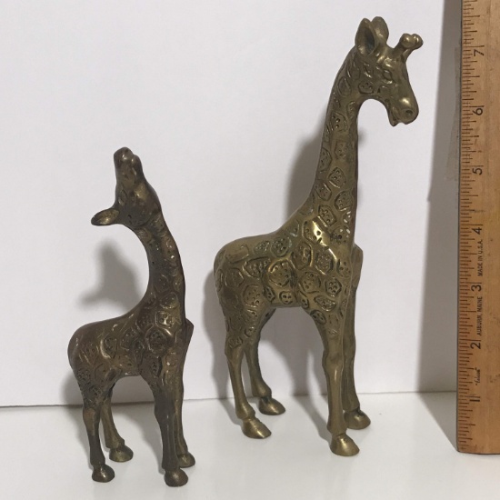 Pair of Andrea by Sadek Solid Brass Giraffe Figurines