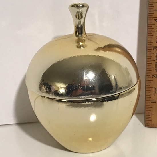 Gold Tone Glass Apple Trinket by Avon