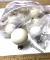 Large Lot of Ivory Porcelain Ball Drawer Pulls/Knobs with Antique Brass Finish Stems