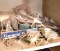 Lot of Misc Porcelain & Brass Cabinet Pulls, Hinges & More