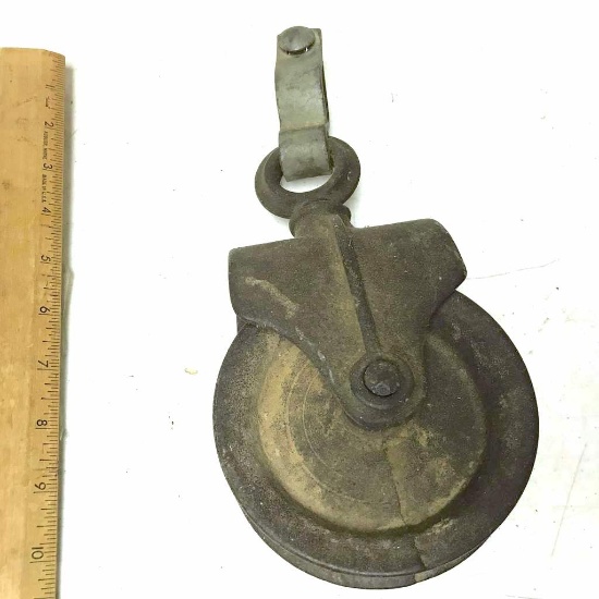 Large Antique Metal Pulley