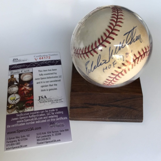 Eddie Matthews Signed Rawlings Official MLB Baseball Authenticated by JSA