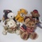 Vintage Brass Button Jointed Stuffed Bears Lot of 7