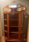 Vintage Oak Curio Cabinet with Rounded Glass