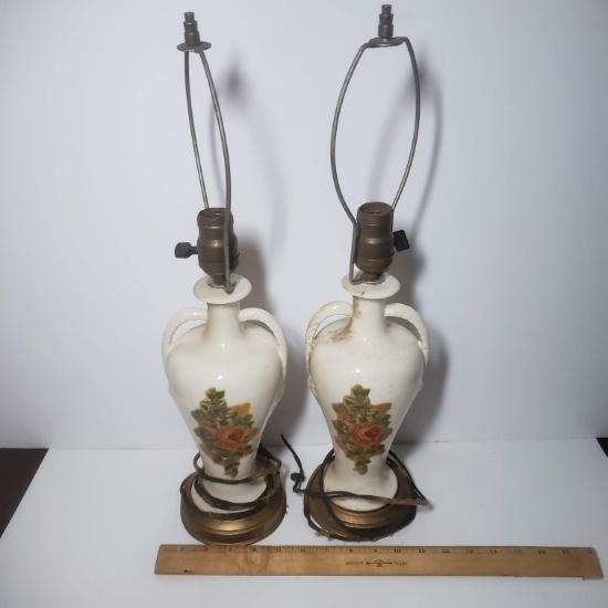 Vintage Porcelain Lamps Set of 2