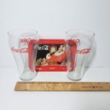 Vintage Coke Glass and Tip Tray Set