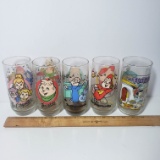 Vintage 1980s Alvin and the Chipmunks Glasses with One Flintstones Glass
