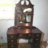 Vintage Wood Vanity with Mirror