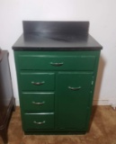 Vintage Green Wood Kitchen Cabinet