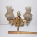 Vintage Ornate Brass Two Light Wall Sconce