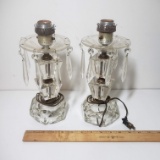 Vintage Glass Lamps with Prisms Set of 2