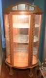 Vintage Oak Lighted Cabinet with Rounded Glass Front