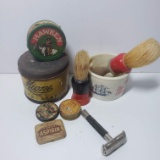 Vintage Old Spice Shaving Mug, Brush, and Razor with Tins