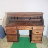 Vintage Wood Roll Top Desk