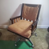 Vintage Wood Wheeled Office Chair