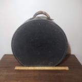 Vintage Large Black Round Train Case