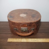 Vintage Brown Round Train Case