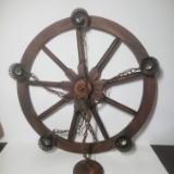 Vintage Wood Wagon Wheel Chandelier