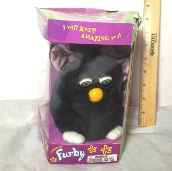 NEW Old Stock Black Furby in Original Box