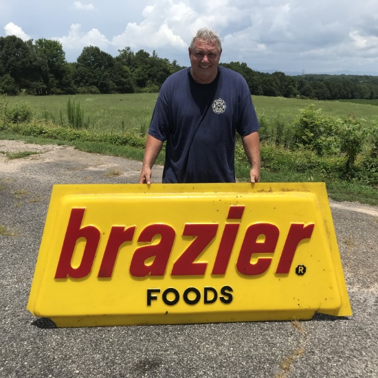 Large Yellow Brazier Foods Advertisement Sign