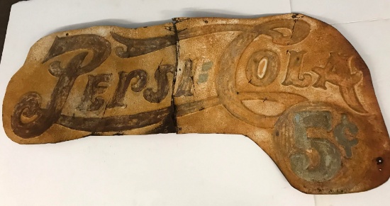 Very Early Original Metal Pepsi-Cola 5¢ Advertisement Sign