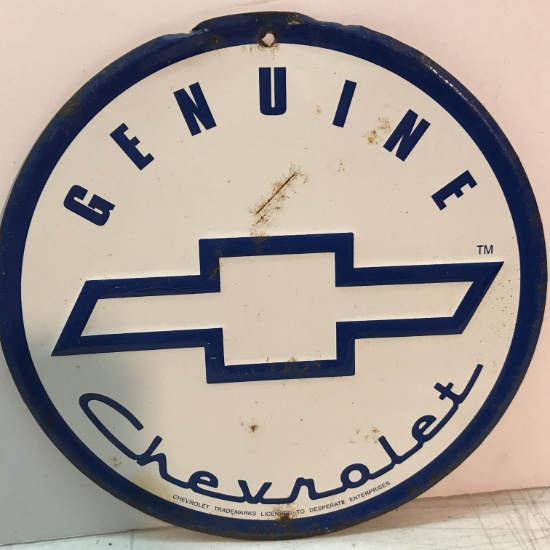 Metal “Genuine Chevrolet” Round Advertisement Sign