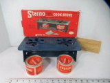 Sterno Metal Dual Burner Folding Cook Stove in Original Vintage Packaging