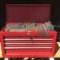 Waterloo Red Metal Multi-Drawer Toolbox w/ Many Sockets, Socket Sets & Ratchets with Extension Bars