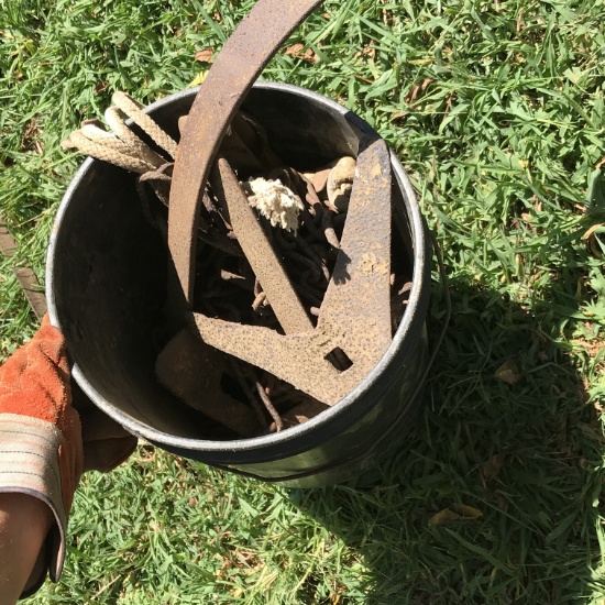 Bucket Full of Chains & Misc Plow Parts