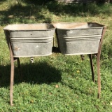 Vintage Double Basin Wash Stand with Legs