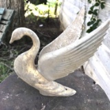 7” Vintage Metal Swan Hood Ornament 8”