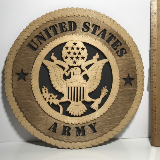 Hand Carved Wooden “UNITED STATES ARMY” Wall Hanging