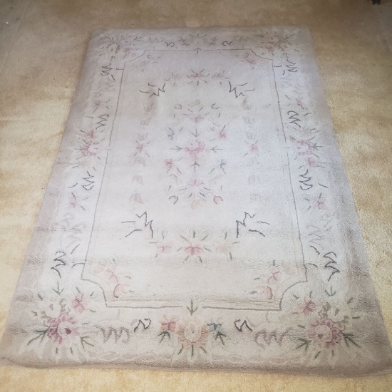 Vintage Hooked Floral Rug