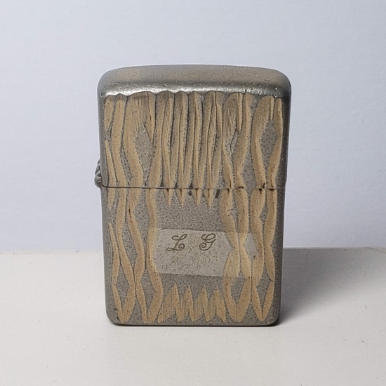 Vintage Gold and Silver Toned Etched Zippo Lighter