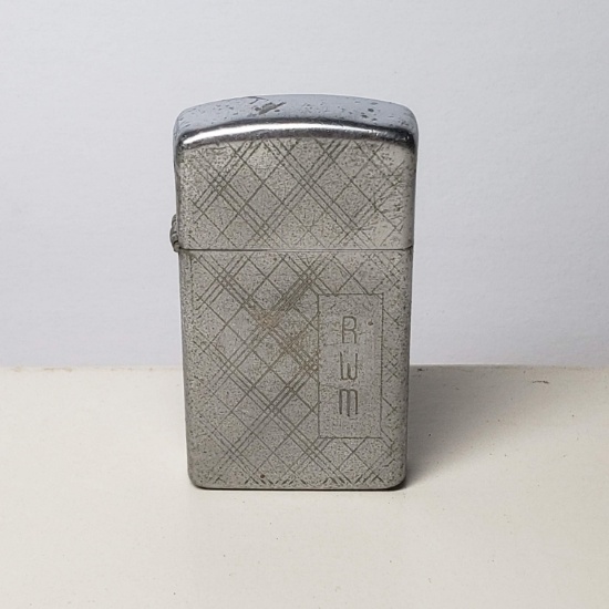 Vintage Silver Toned Etched Zippo Lighter